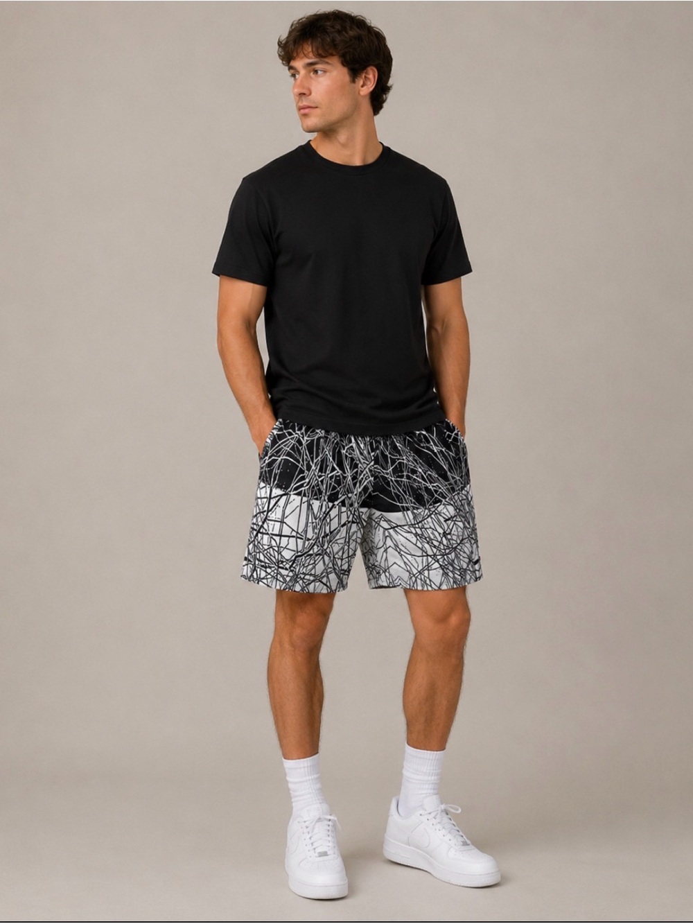 Abstract Black and White Shorts